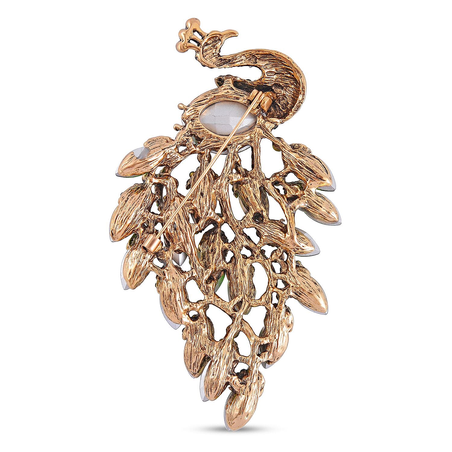 Multi Color Crystal Peacock Brooch