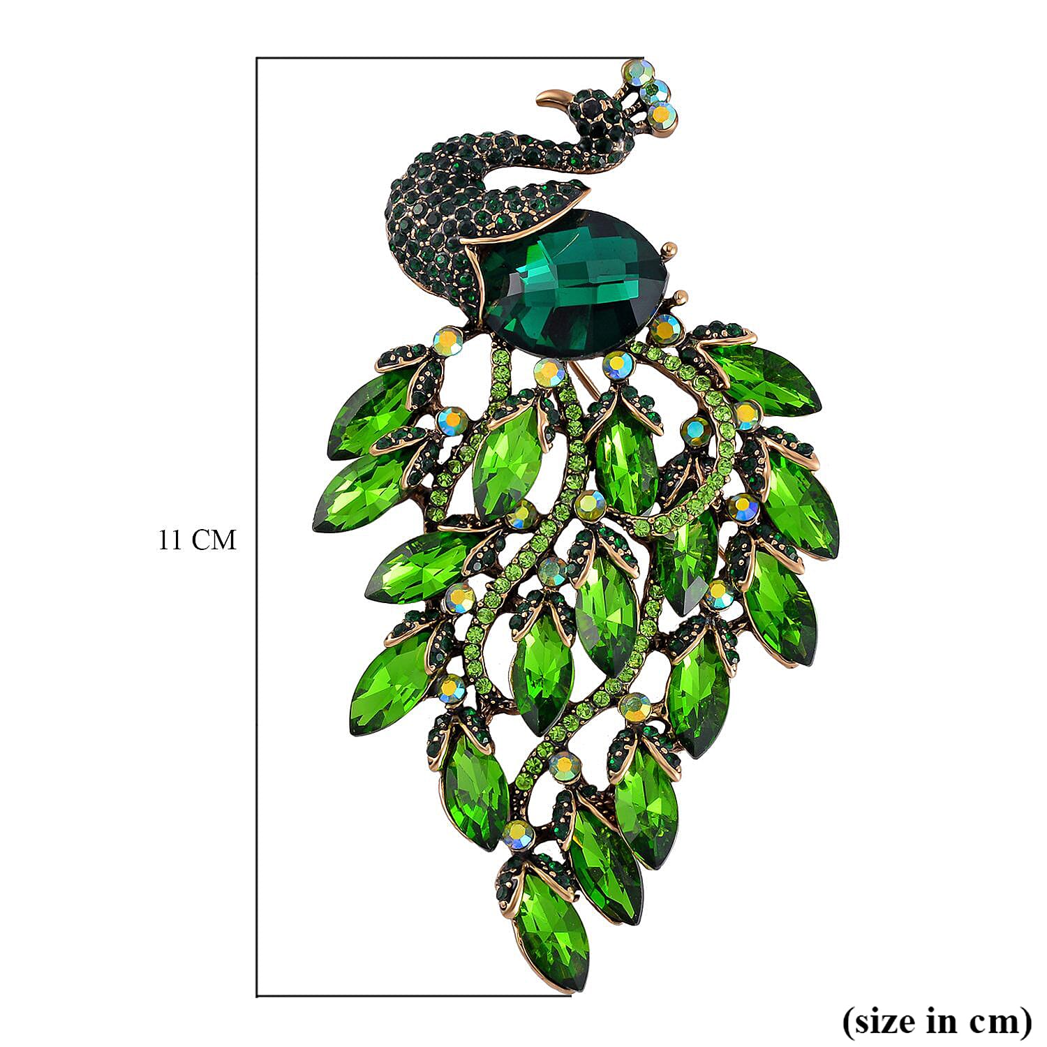 Multi Color Crystal Peacock Brooch