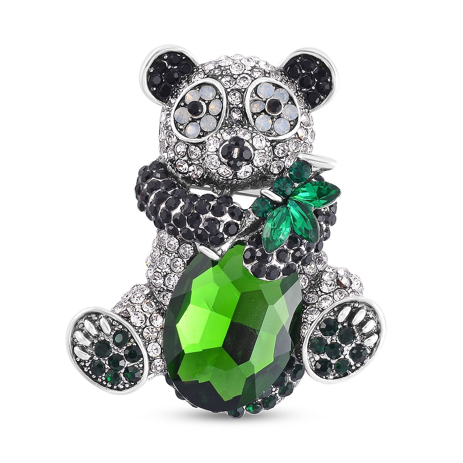 Multi Colour Crystal Panda Brooch