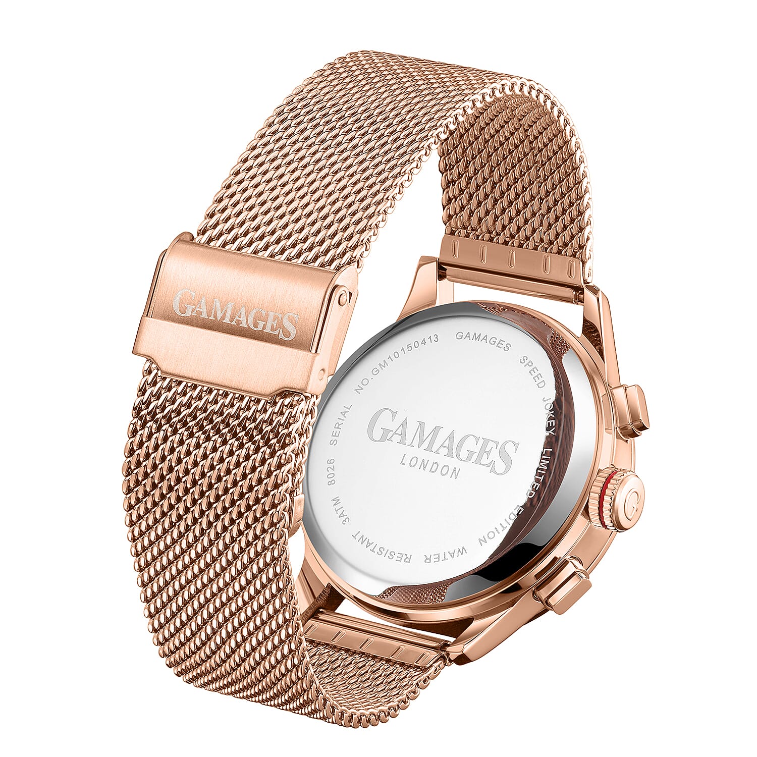 Gamages Of London Limited Edition Speed Jockey Automatic 40mm Dial Water Resistant Mens Watch in Stainless Steel - Rose Orange