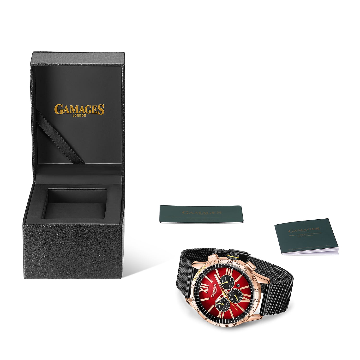 The Gamages Of London Limited Edition Speed Jockey Automatic  40mm Dial Water Resistant Mens Watch in Stainless Steel - Rose Red