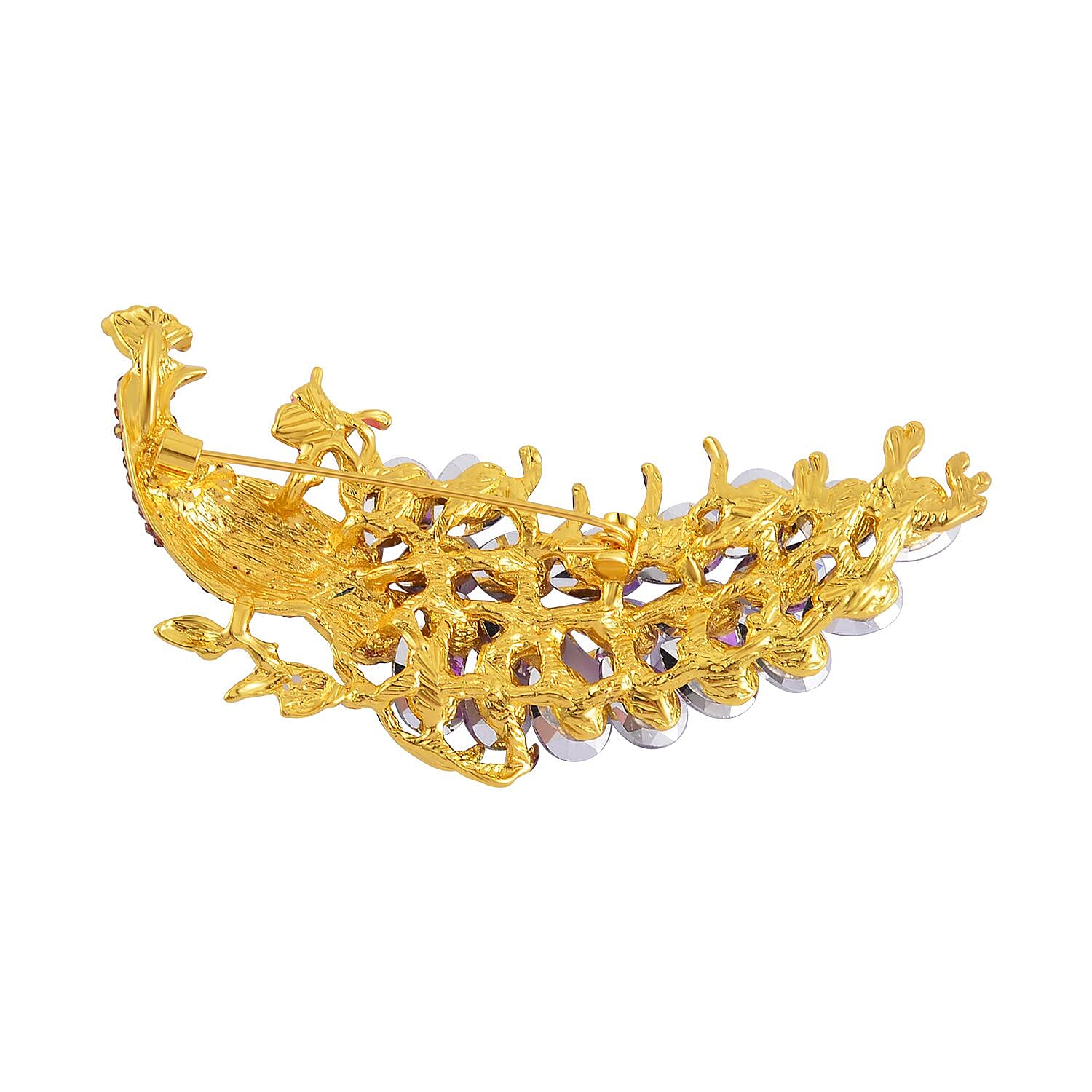 Multi Colour Crystal Peacock Brooch