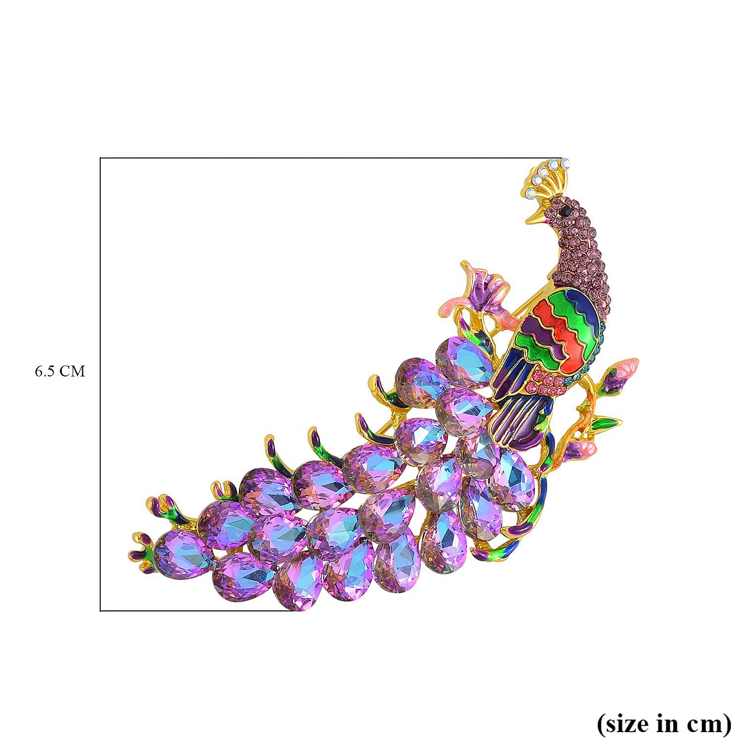 Multi Colour Crystal Peacock Brooch
