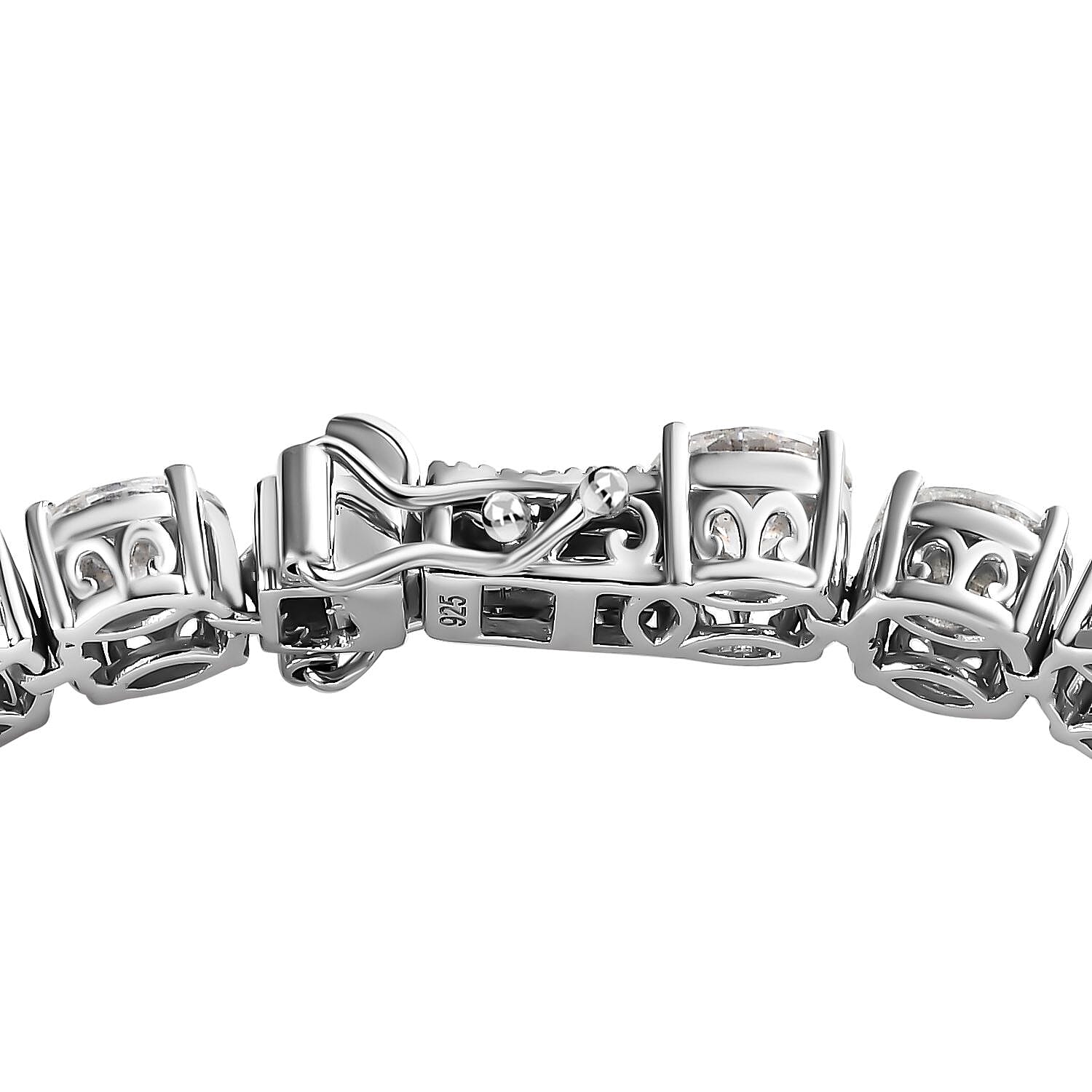 Moissanite Tennis Bracelet (Size 7) in Platinum Overlay Sterling Silver 17.93 Ct, Silver Wt. 13.36 Gms