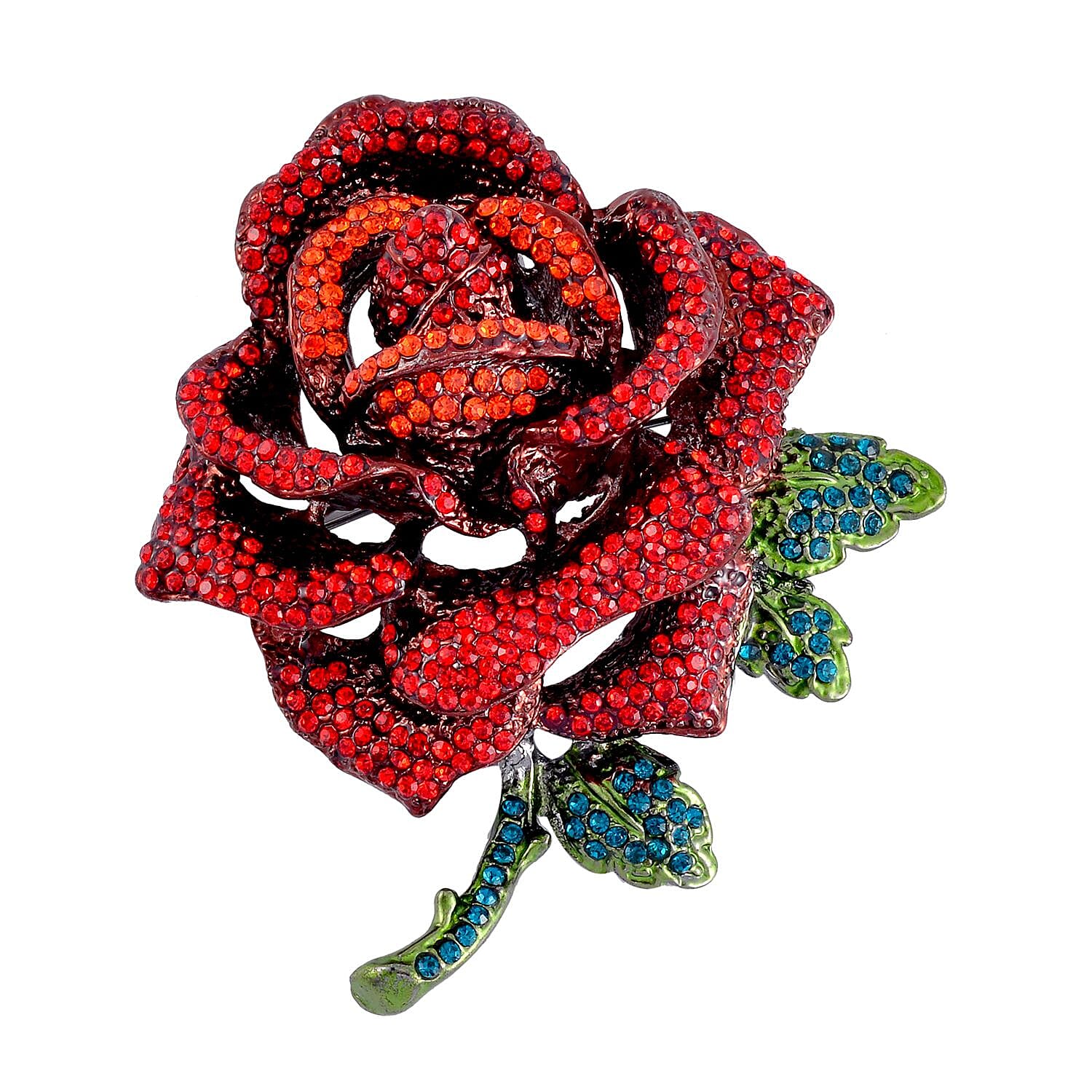 Rose Multi Color Crystal Brooch