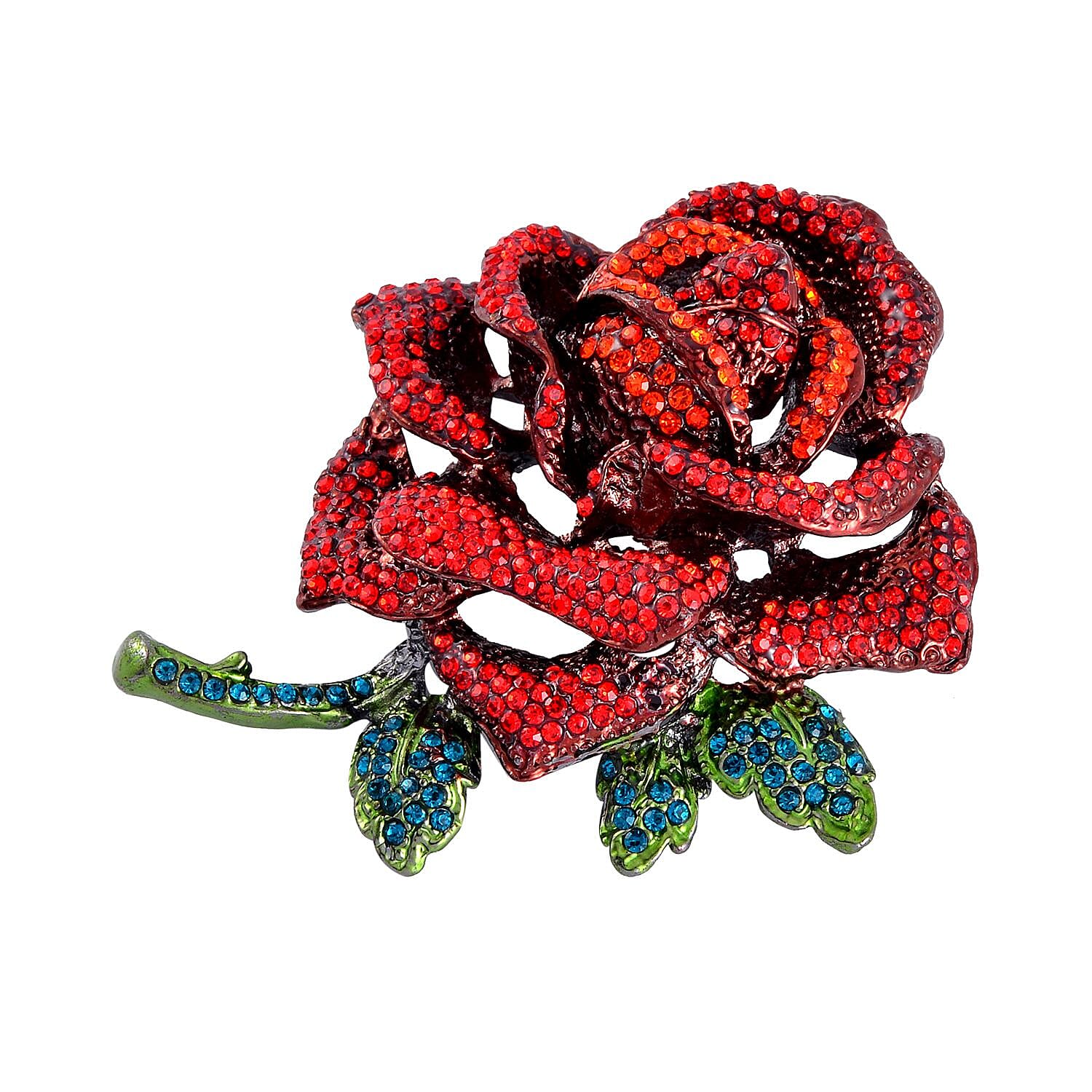 Rose Multi Color Crystal Brooch