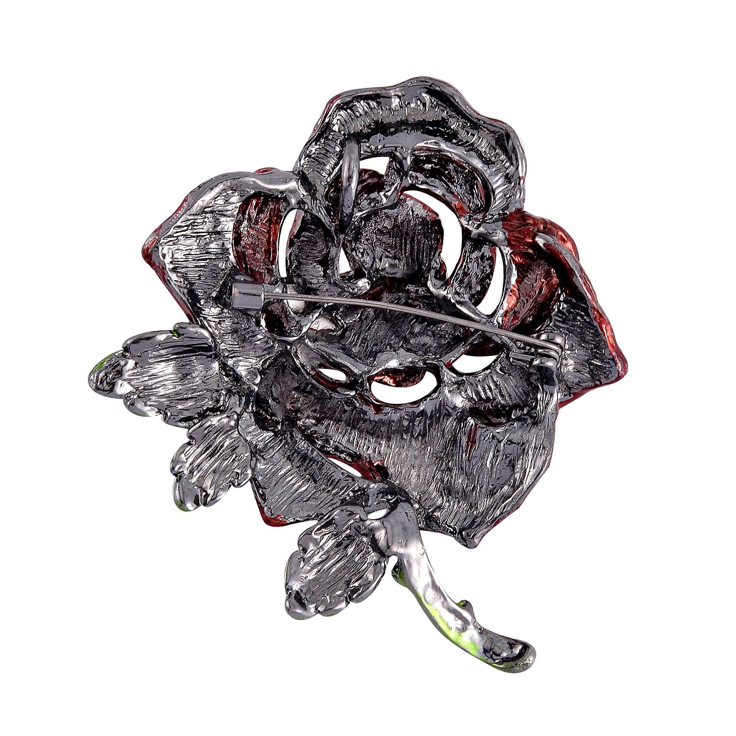 Rose Multi Color Crystal Brooch