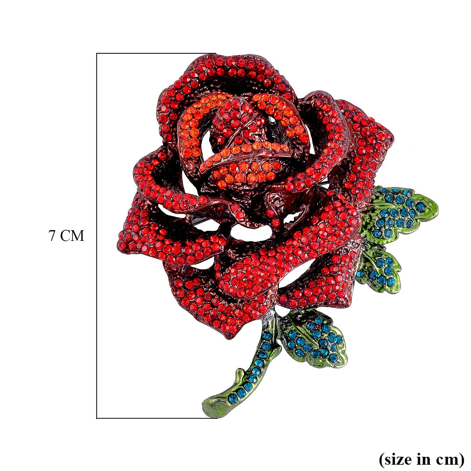 Rose Multi Color Crystal Brooch