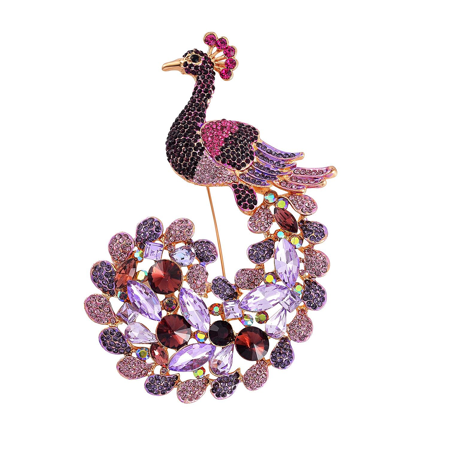 Multi Color Crystal Brooch (Green Peacock)