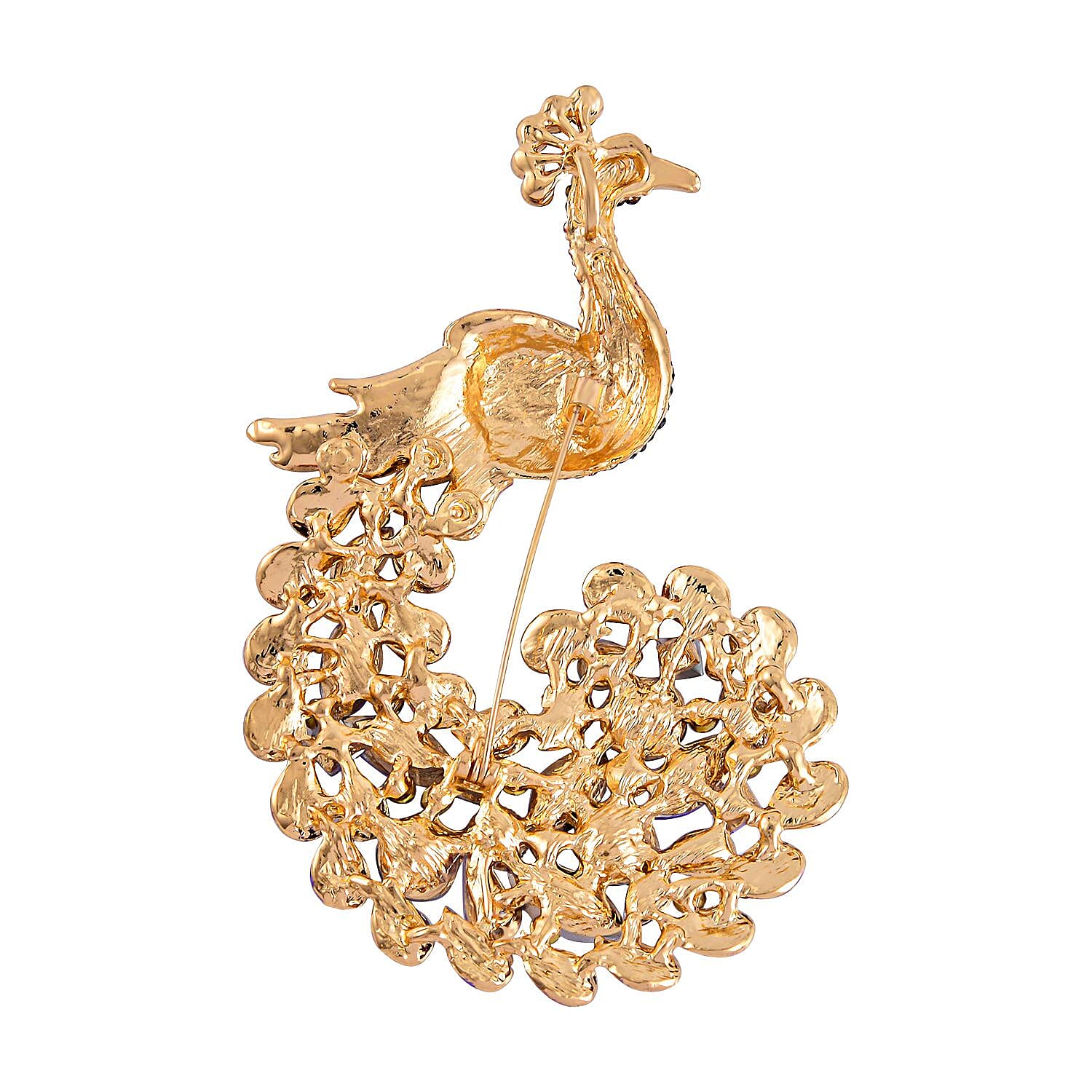 Multi Color Crystal Brooch (Green Peacock)