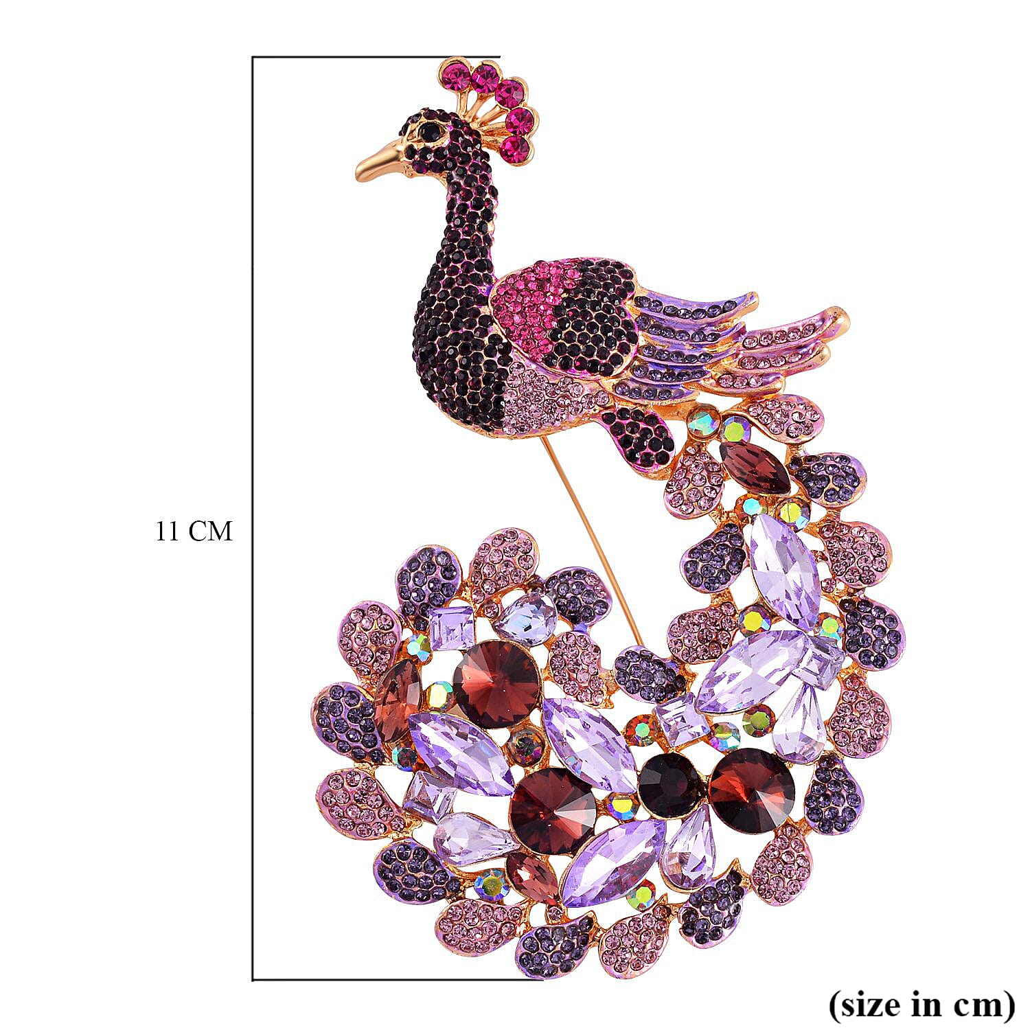 Multi Color Crystal Brooch (Green Peacock)