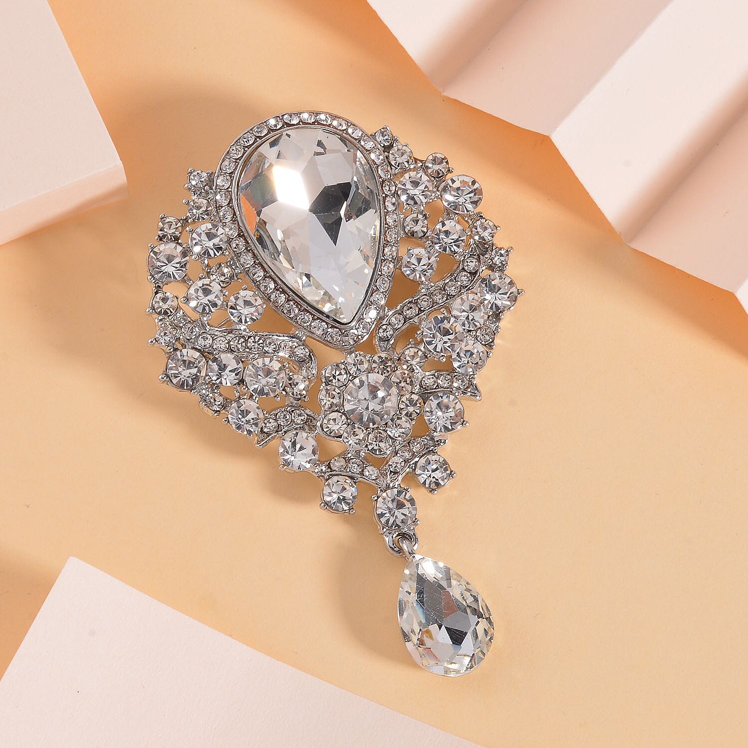 White Crystal  Brooch