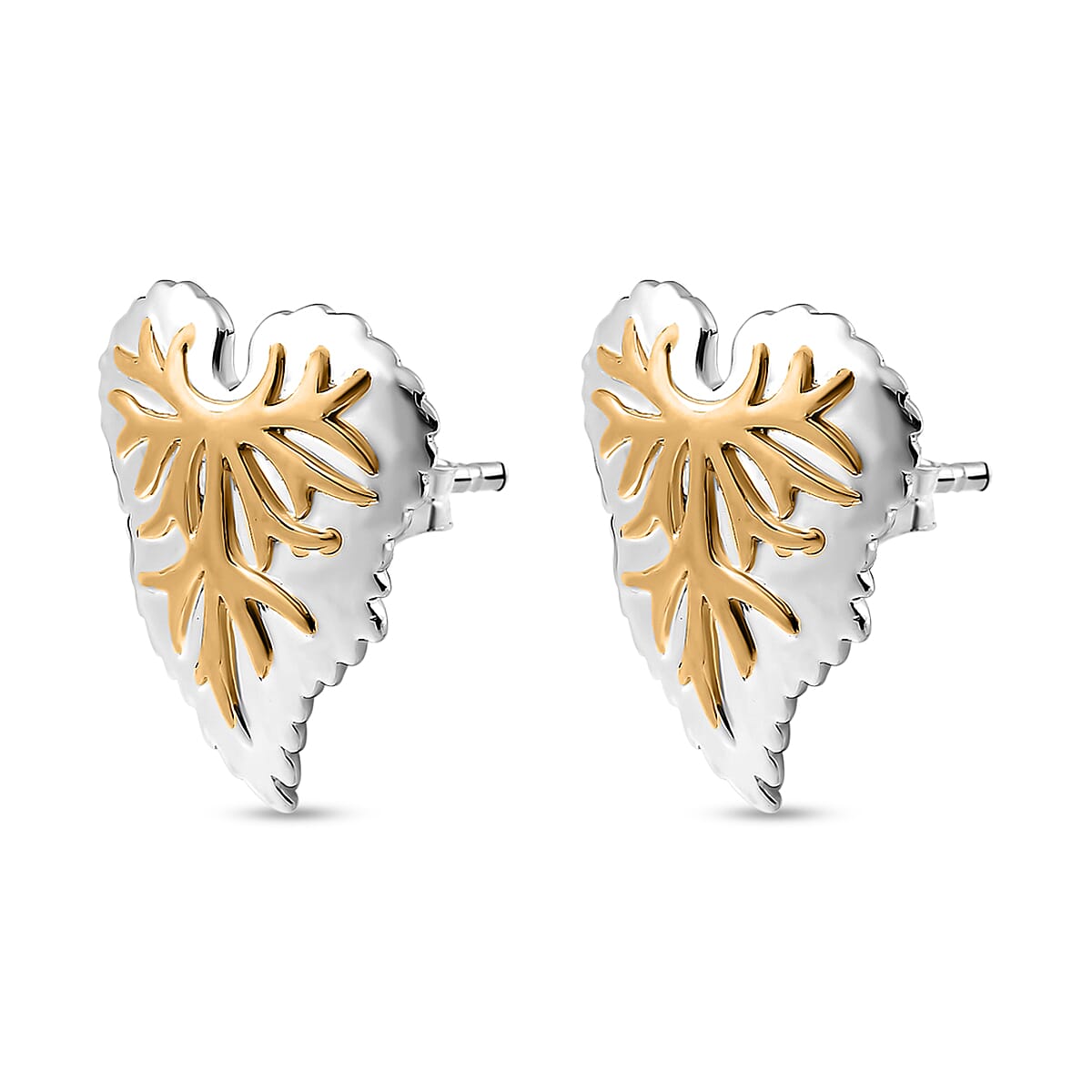 GP Maple Leaf Collection - Two-Tone Plated Sterling Silver Heart Earrings