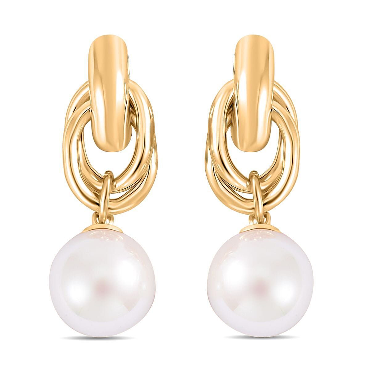 No Brand White Shell Pearl Earring 0.01 ct 0.010 Ct.