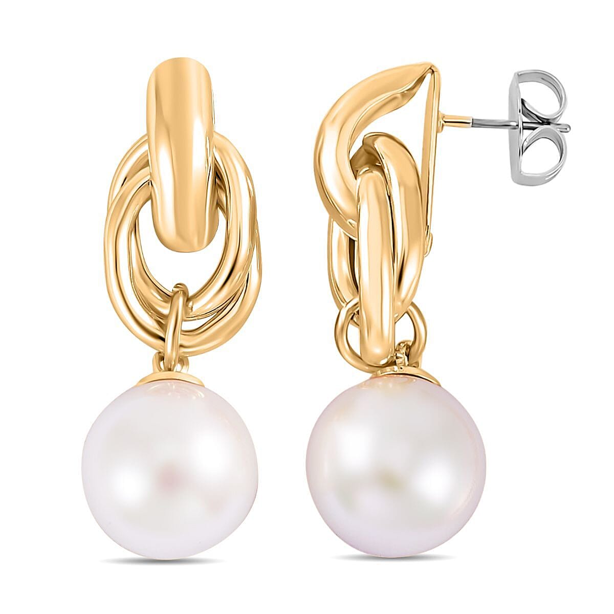 No Brand White Shell Pearl Earring 0.01 ct 0.010 Ct.
