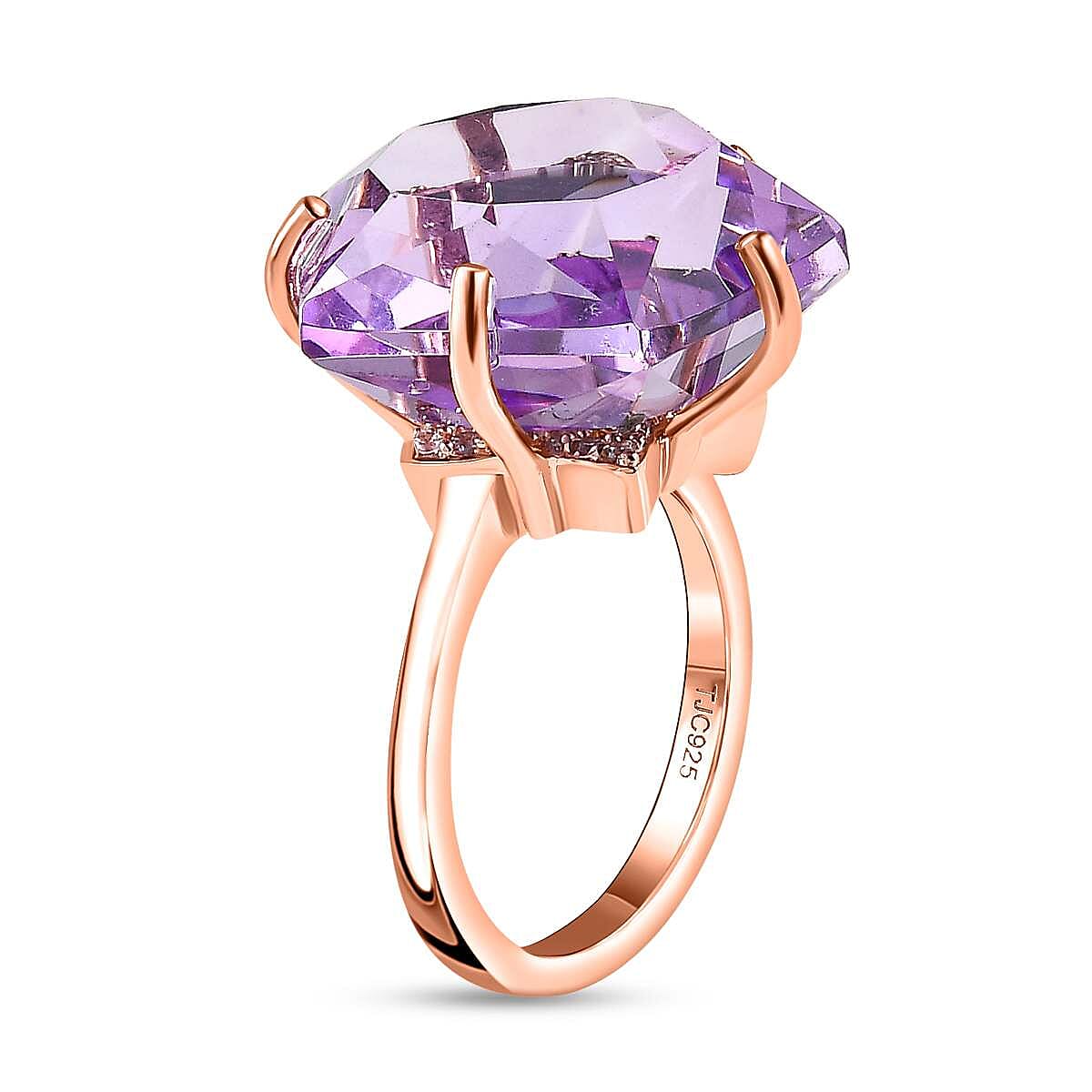 GP Celestial Dream Collection - Pink Amethyst & Natural Zircon Ring in 18K Vermeil RG Plated Sterling Silver 18.80 Ct