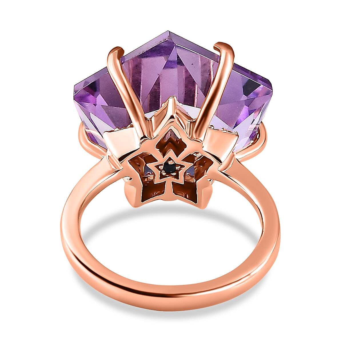 GP Celestial Dream Collection - Pink Amethyst & Natural Zircon Ring in 18K Vermeil RG Plated Sterling Silver 18.80 Ct