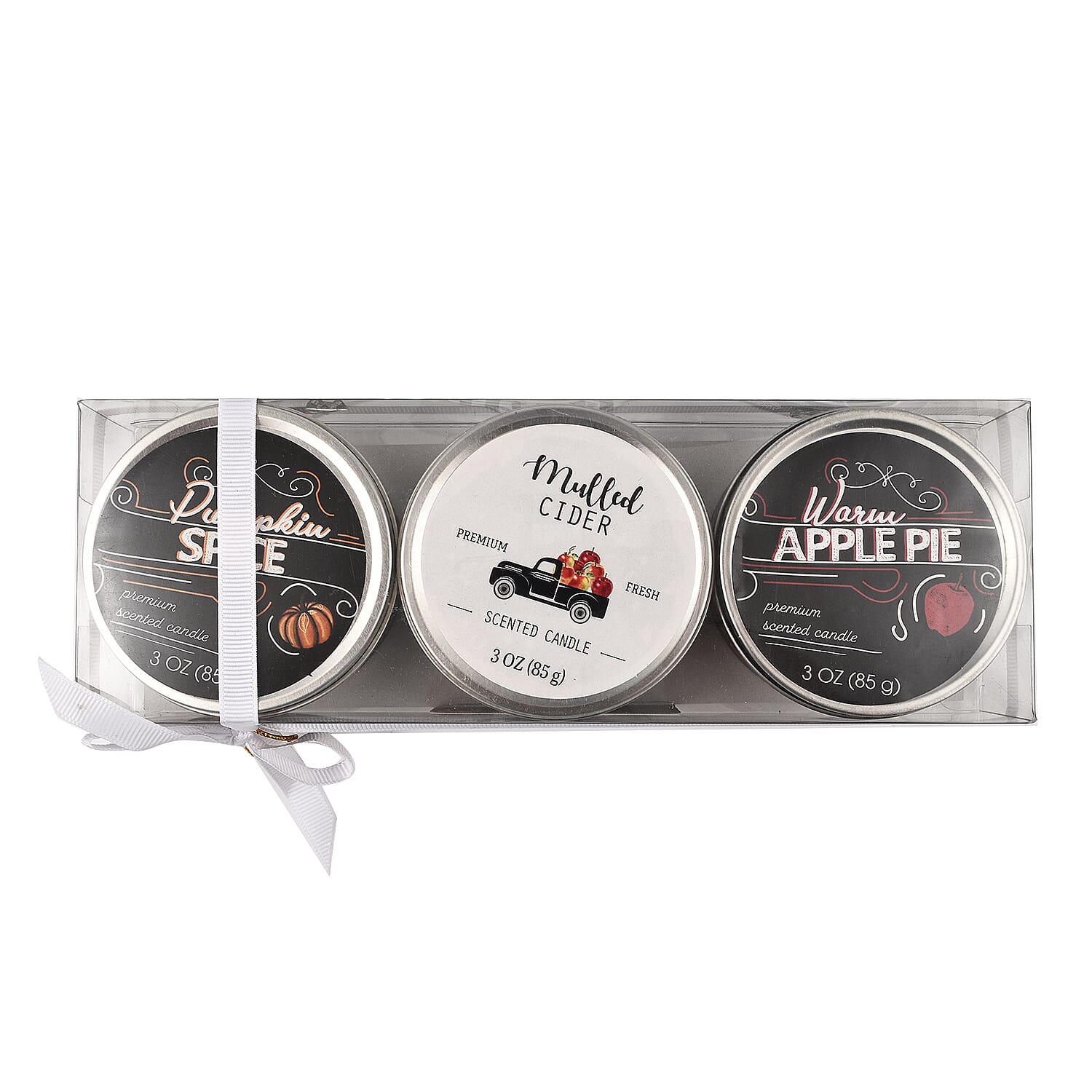 Pack of 3 Tin Candles - Rustic (Pumpkin Spice, Mulled Cider, Apple Pie)