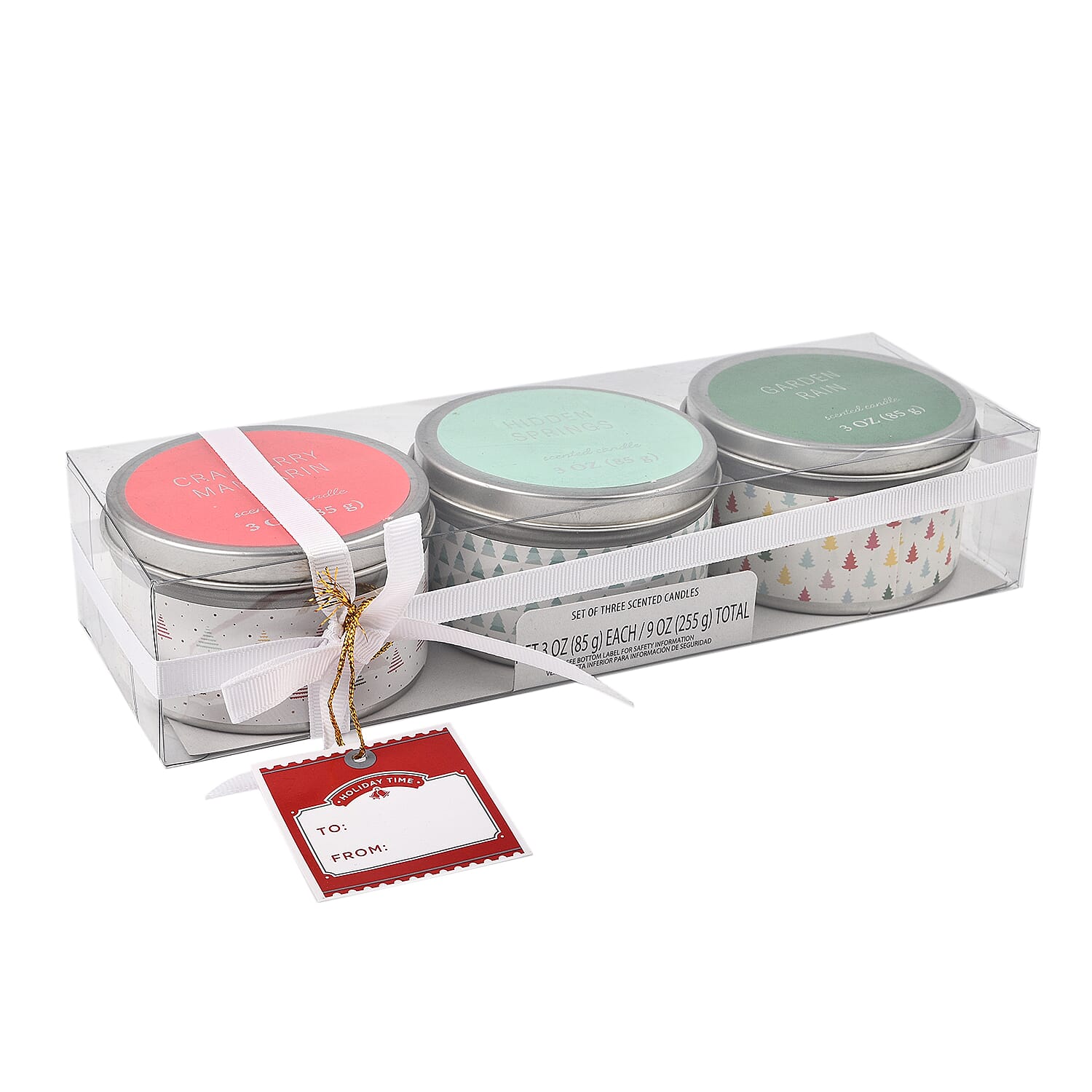 Pack of 3 Tin Candles - Trees (Cranberry, Hidden Springs, Garden Rain)