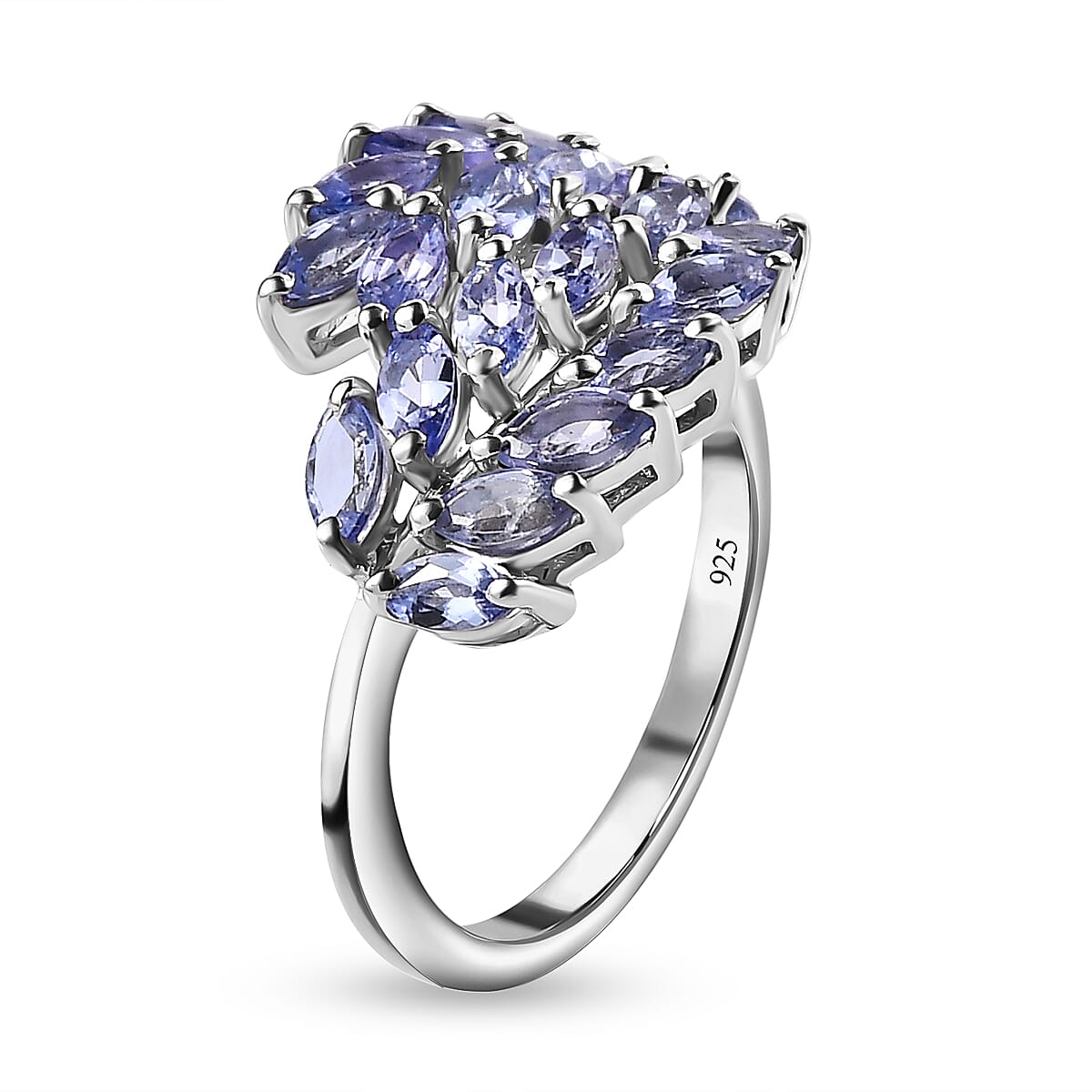 Tanzanite Leaf Bypass Ring in Platinum Overlay Sterling Silver 2.00 Ct