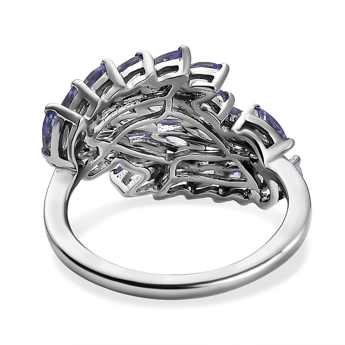 Tanzanite Leaf Bypass Ring in Platinum Overlay Sterling Silver 2.00 Ct