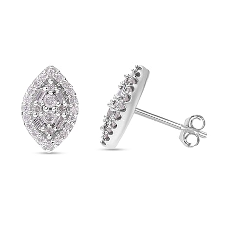 9K White Gold Diamond Earrings 0.51 Ct