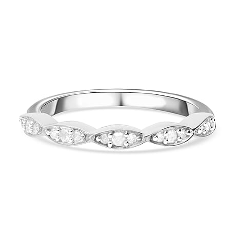 Natural White Diamond Ring in Platinum Overlay Sterling Silver 0.15 Ct Natural White Diamond Ring in Platinum Overlay Sterling Silver 0.15 Ct