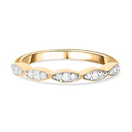 Natural White Diamond Ring in 18K Yellow Gold Vermeil Plated Sterling Silver 0.15 Ct Natural White Diamond Ring in 18K Yellow Gold Vermeil Plated Sterling Silver 0.15 Ct