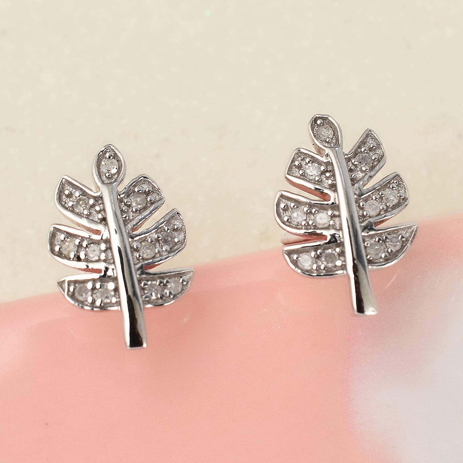 White Diamond Earring in Platinum Overlay Sterling Silver 0.11 ct 0.110 Ct.