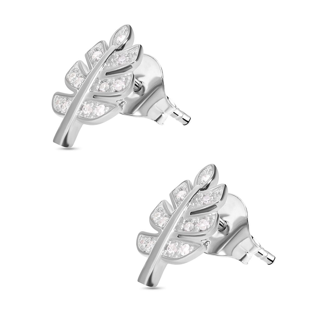 White Diamond Earring in Platinum Overlay Sterling Silver 0.11 ct 0.110 Ct.