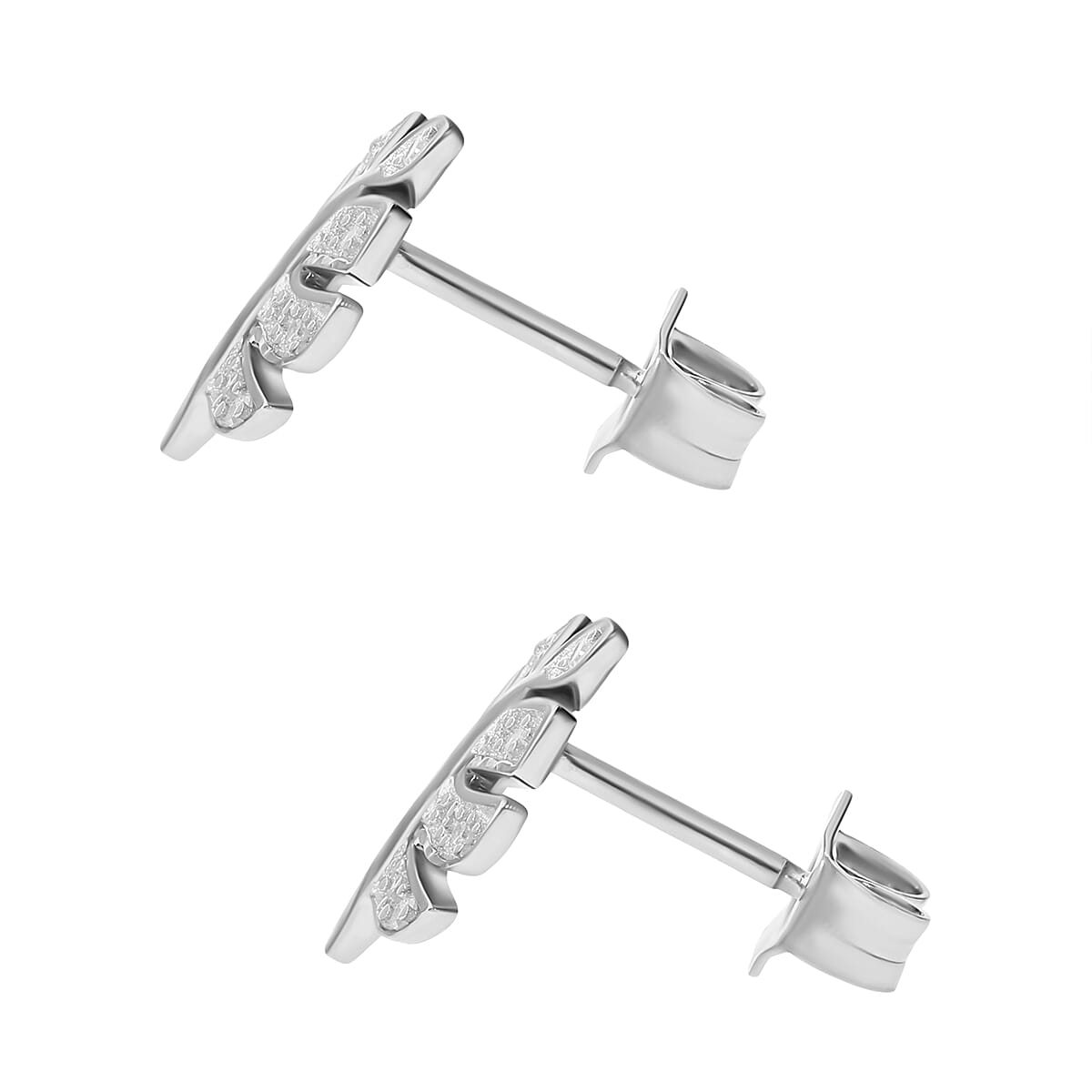 White Diamond Earring in Platinum Overlay Sterling Silver 0.11 ct 0.110 Ct.