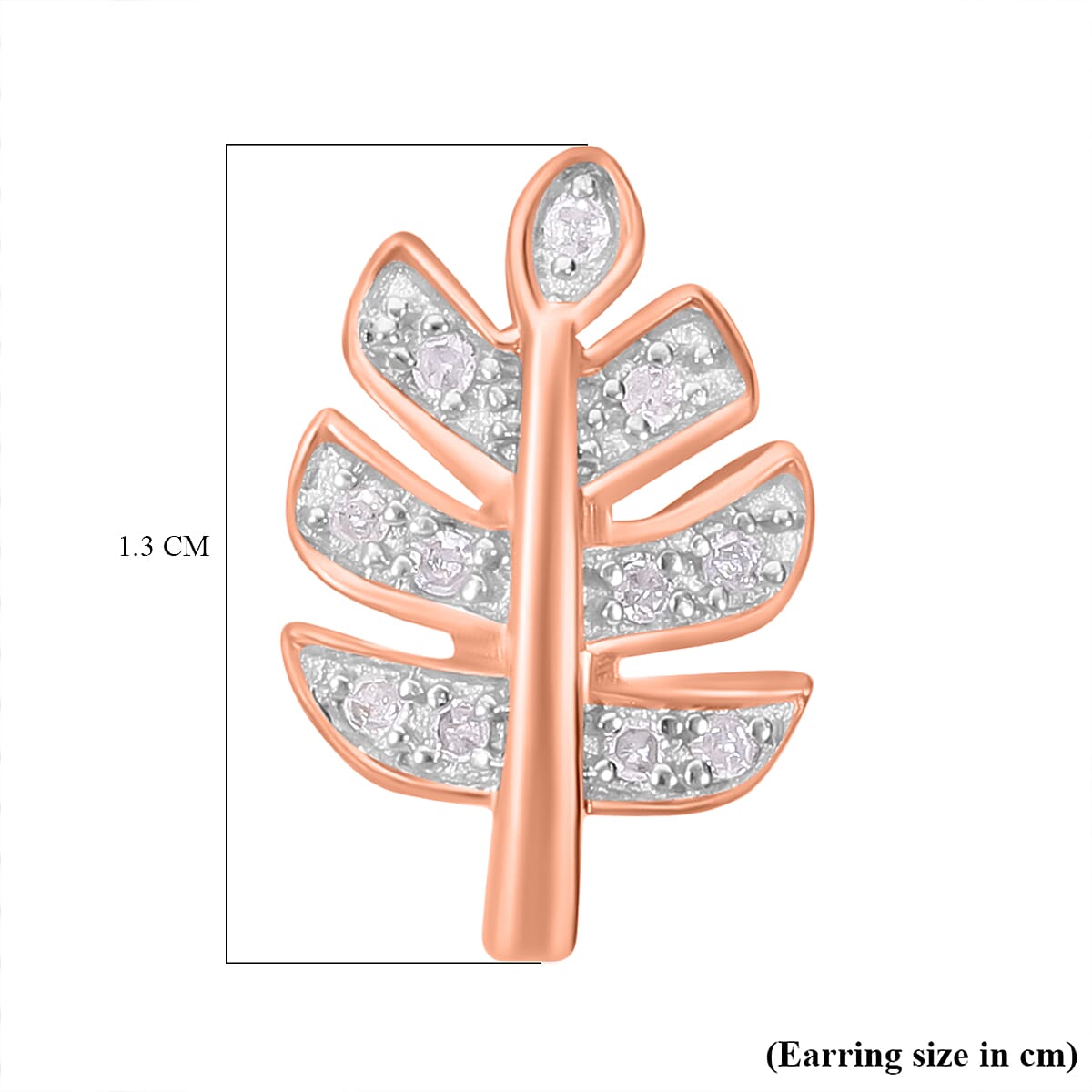 Diamond Leaf Dangle Earrings in 18K Vermeil RG Plated Sterling Silver 0.11 Ct