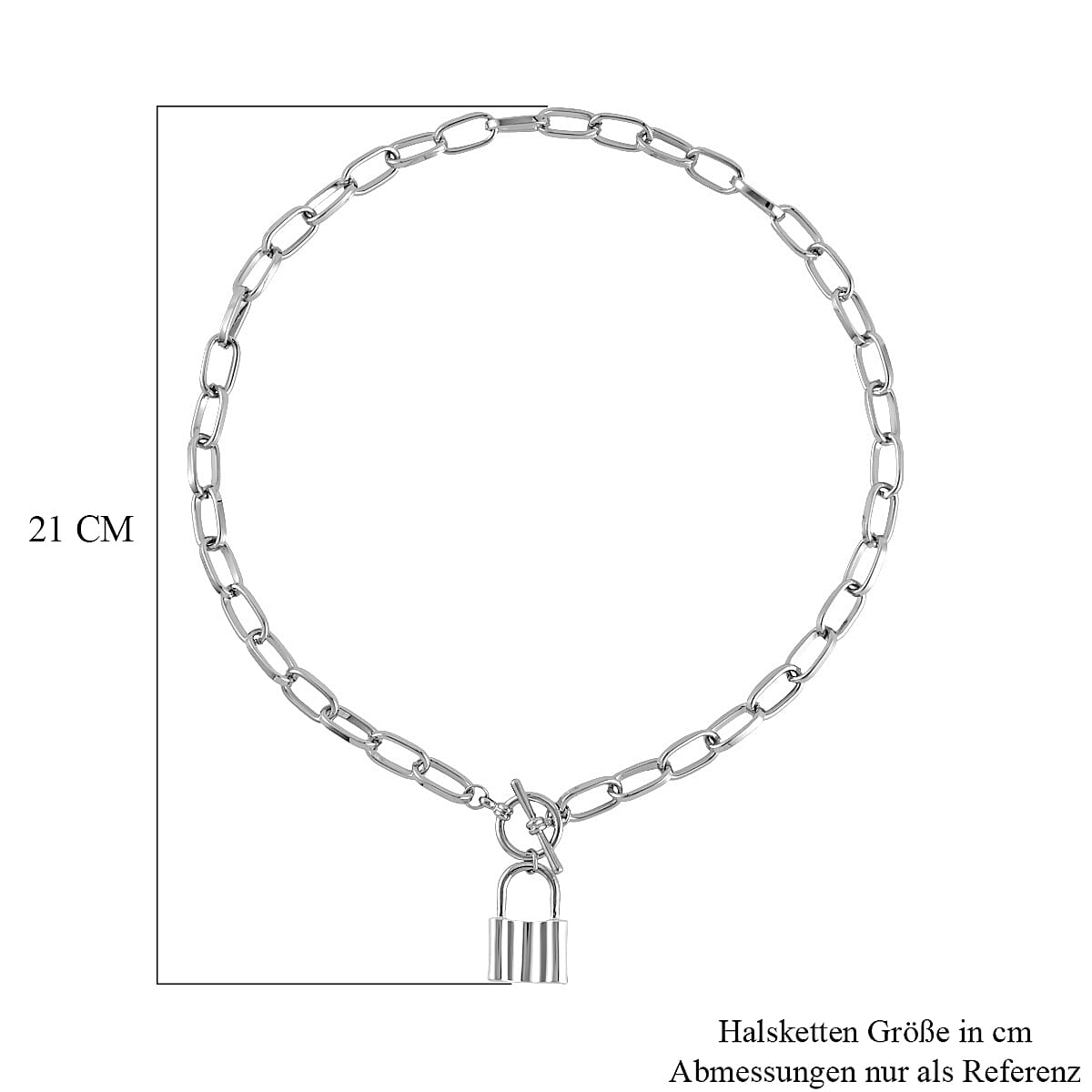 Designer Inspired - Toggle Paperclip Chain Padlock Necklace (Size - 20) With T-Bar Clasp