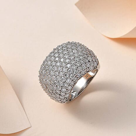 Red Carpet Collection - Moissanite Ring in Platinum Overlay Sterling Silver 4.89 Ct, Silver Wt. 10.61 Gms.