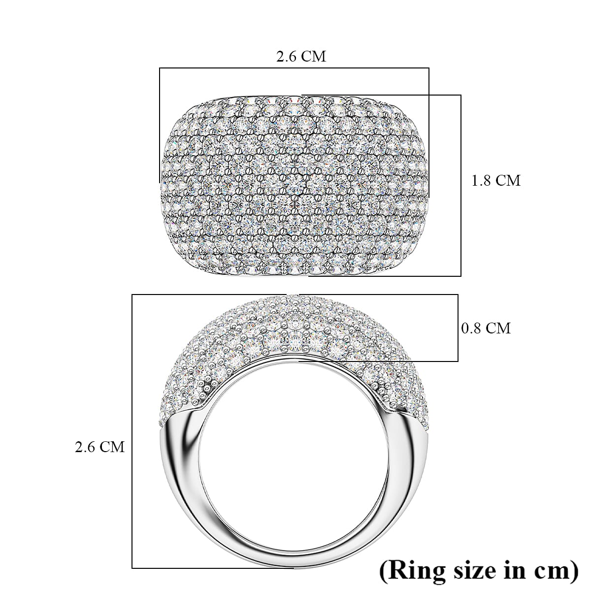 Red Carpet Collection - Moissanite Ring in Platinum Overlay Sterling Silver 4.89 Ct, Silver Wt. 10.61 Gms. Red Carpet Collection - Moissanite Ring in Platinum Overlay Sterling Silver 4.89 Ct, Silver Wt. 10.61 Gms.