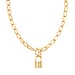 Designer Inspired - Toggle Paperclip Chain Padlock Necklace (Size - 20) WIth T-Bar Clasp in Yellow Gold Tone