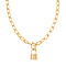 Designer Inspired - Toggle Paperclip Chain Padlock Necklace (Size - 20) WIth T-Bar Clasp in Yellow Gold Tone