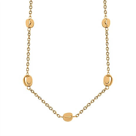 Designer Inspired - Pebble Station Necklace (Size - 29-2.50 Ext) in Yellow Gold Tone
