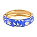 Designer Inspired - Enamelled Floral Blue Bangle (Size - 7.5)