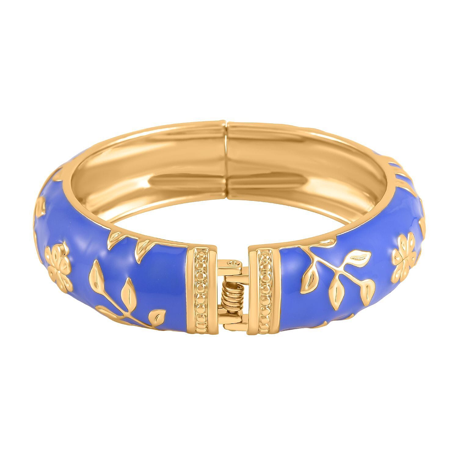 Designer Inspired - Enamelled Floral Blue Bangle (Size - 7.5)