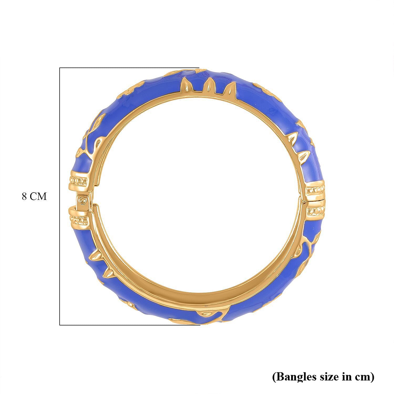 Designer Inspired - Enamelled Floral Blue Bangle (Size - 7.5)