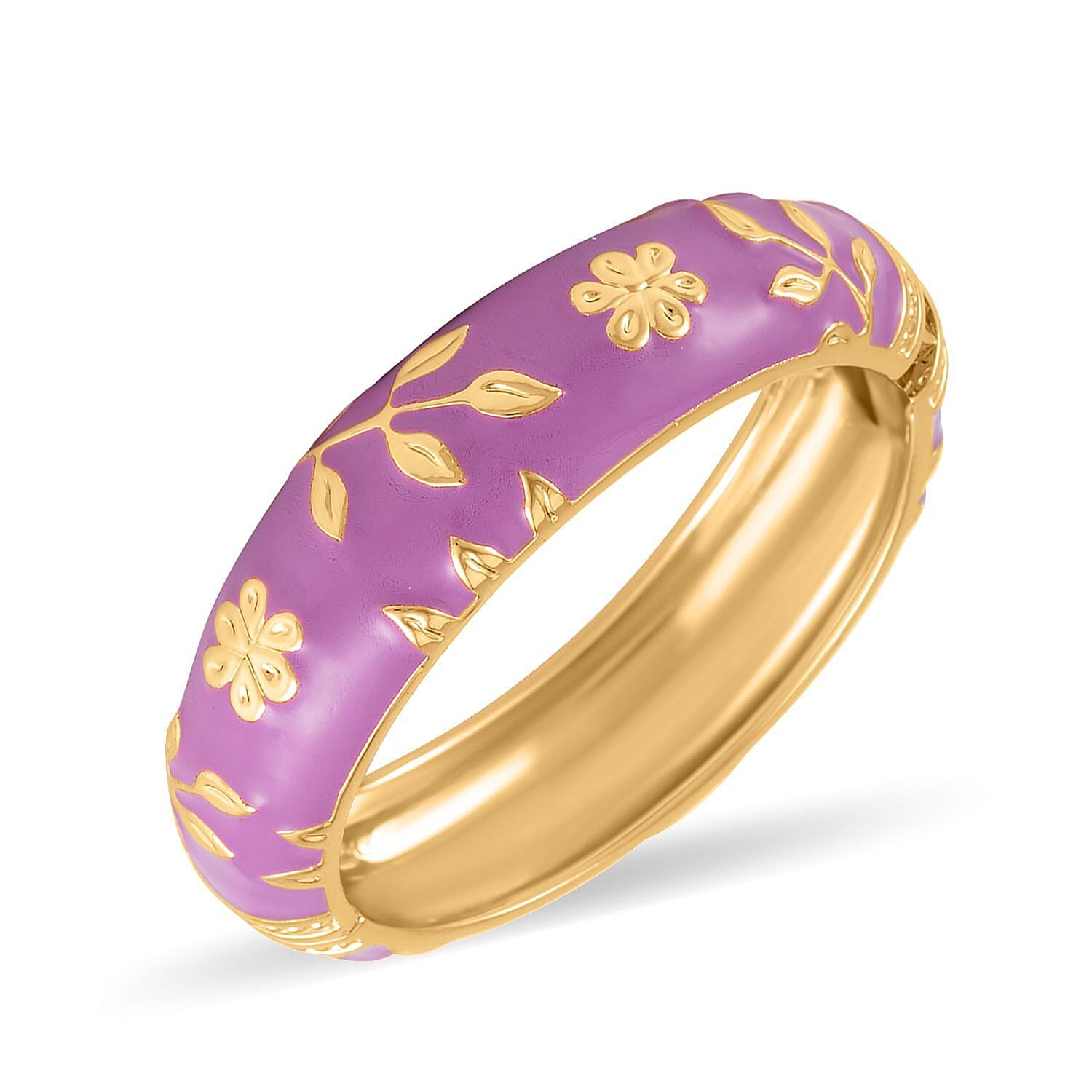 Designer Inspired Enamelled Floral Purple Bangle (Size - 7.5)