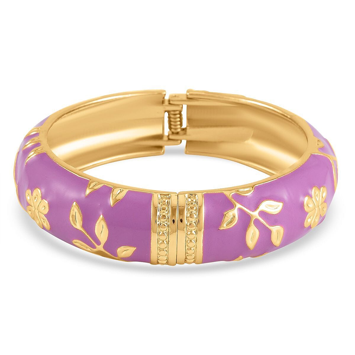 Designer Inspired Enamelled Floral Purple Bangle (Size - 7.5)