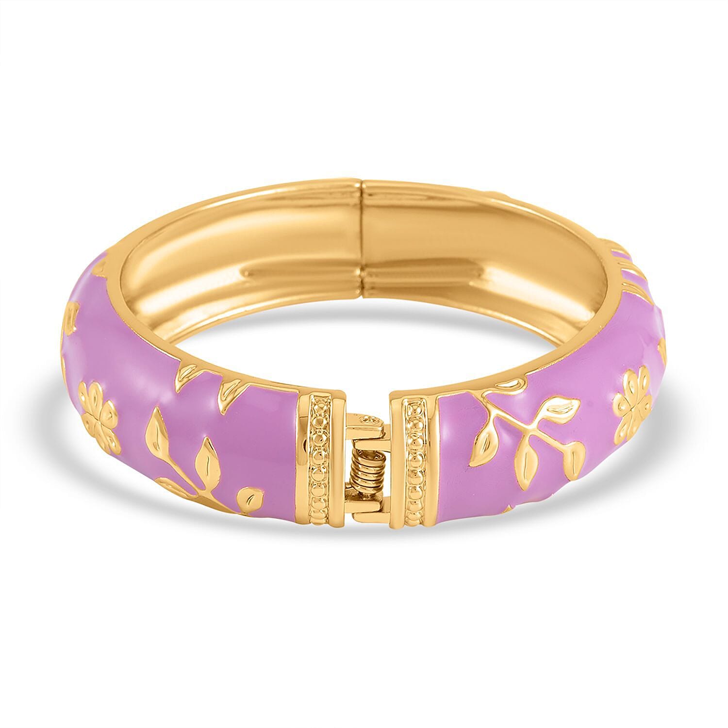 Designer Inspired Enamelled Floral Purple Bangle (Size - 7.5)