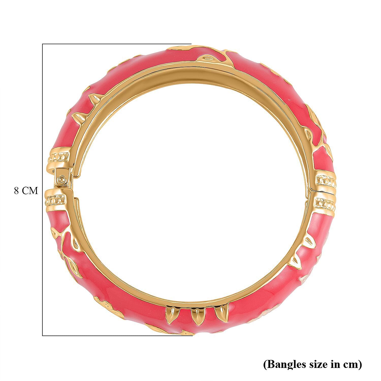 Floral Design White Enamelled Bangle (Size 7.5) in Gold Tone