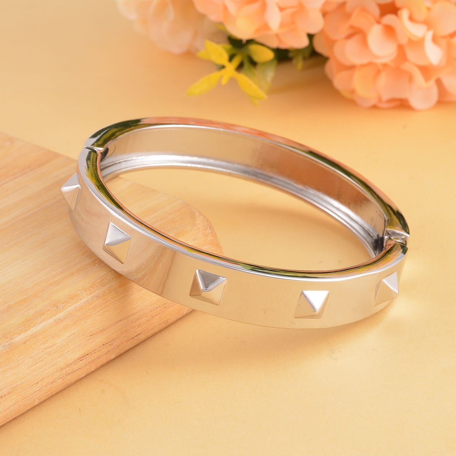 White Silver Tone Bangle (Size - 7.5 )