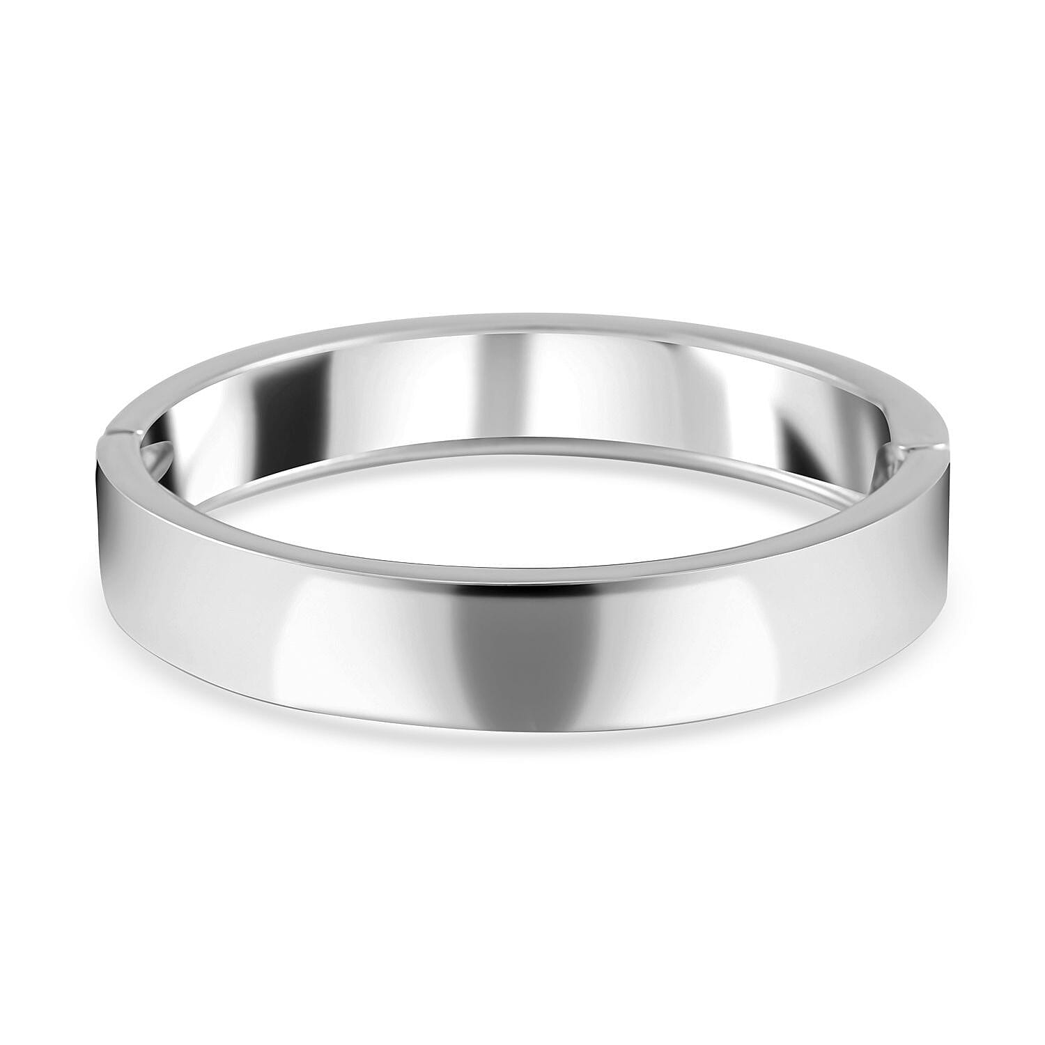 Designer Inspired Hinged Bangle in Silver Tone
