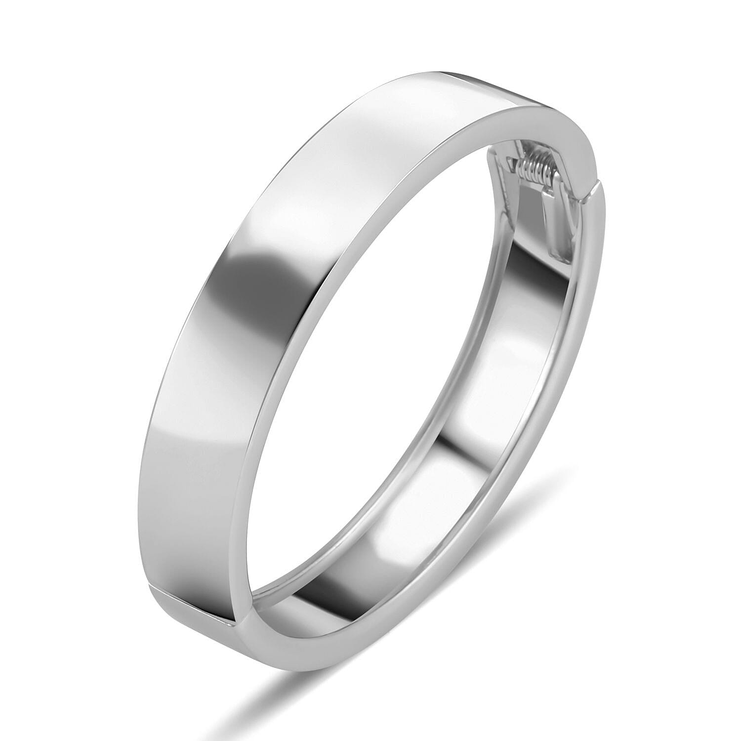 Designer Inspired Hinged Bangle in Silver Tone