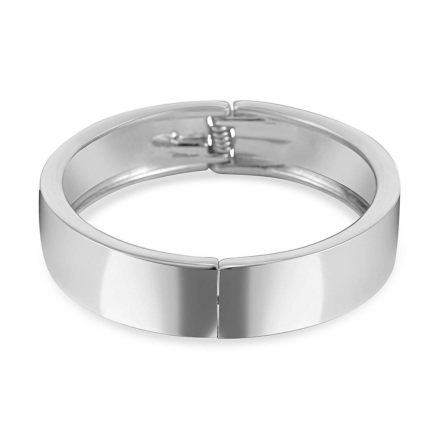 Designer Inspired Hinged Bangle in Silver Tone