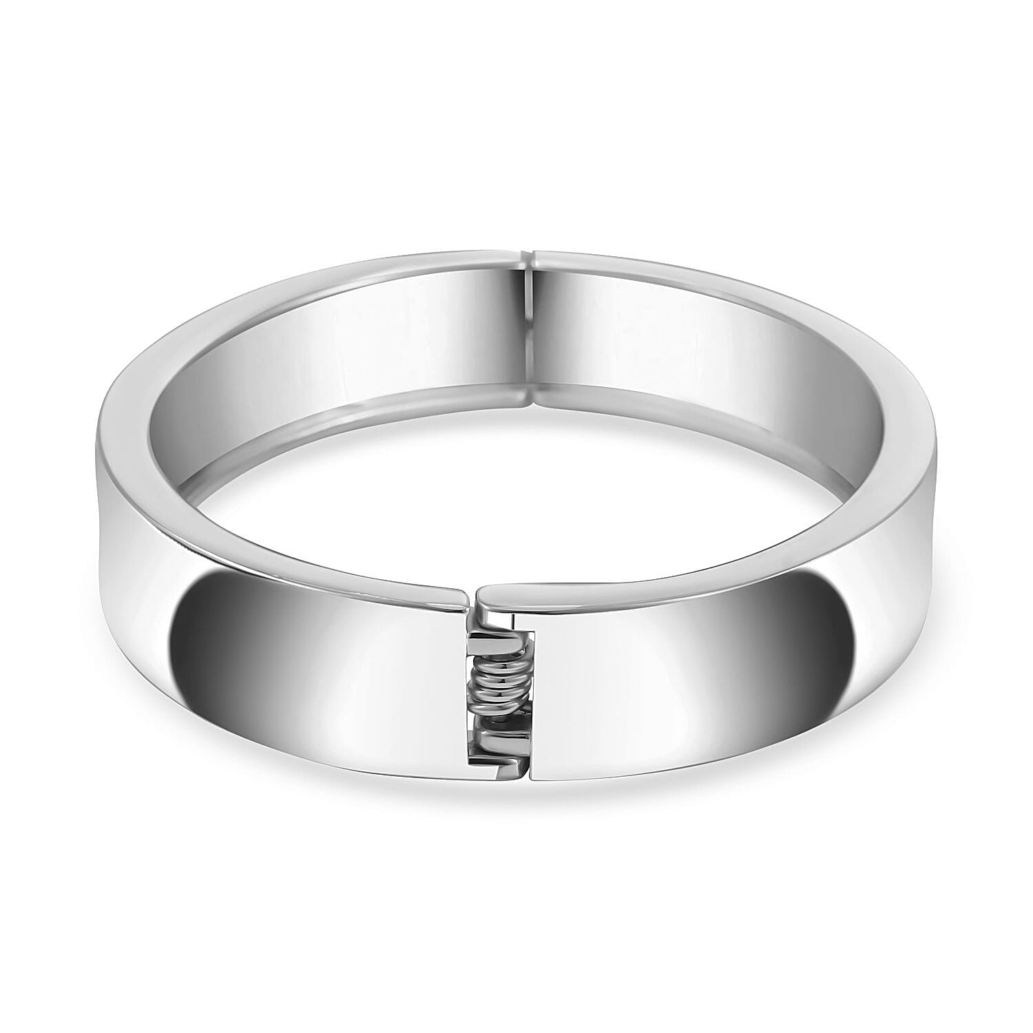 Designer Inspired Hinged Bangle in Silver Tone